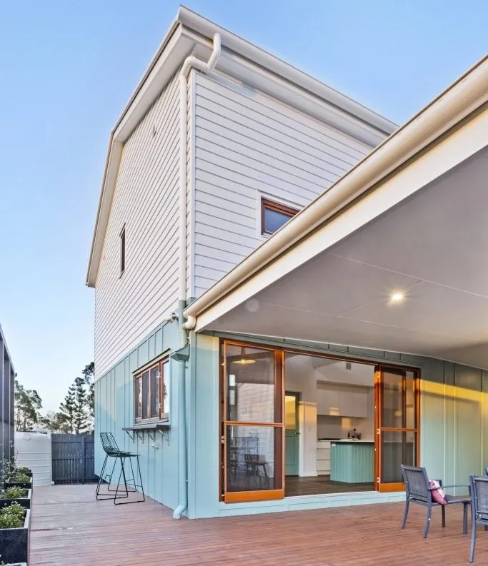 Passive House — exterior elevation at dusk
